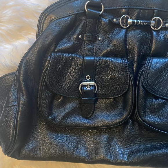 CHRISTIAN DIOR Authentic Black Large Frame Pocket Satchel Bag - Picture 3 of 12